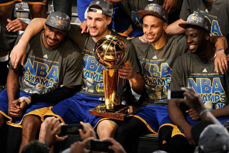 Leandrinho foi campeão da NBA ao lado de Thompson, Curry e Green (Foto: Pinterest)